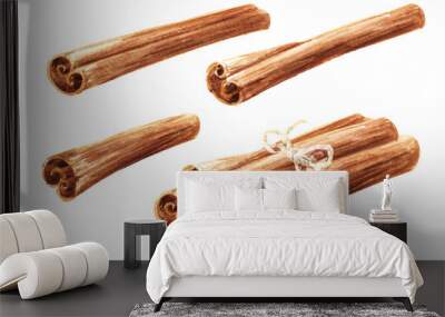 Cinnamon sticks set, Hand drawn watercolor illustration isolated on white background Wall mural