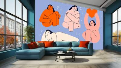 beautiful plus size women in various poses. body positive concept. attractive overweight girls. for  Wall mural