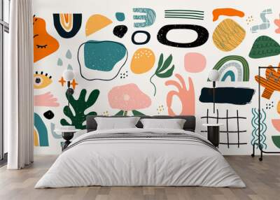 big set of hand drawn various shapes and doodle objects. abstract contemporary modern trendy vector  Wall mural