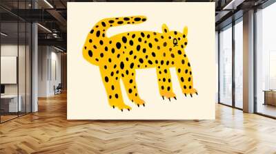 Cute funny Leopard. Abstract, cartoon quirky character. Childish drawing style. Hand drawn illustration. Poster, print, logo, design template Wall mural