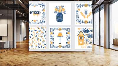 Greeting cards in Scandinavian, Nordic and Folk art style Wall mural