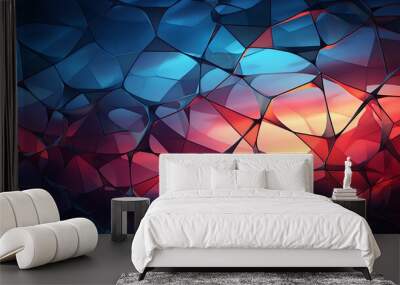 A dynamic abstract nature background with interconnected lines and rounded polygons, blending organic shapes with a futuristic design perspective. Wall mural