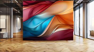 A futuristic abstract nature background featuring intertwining lines and geometric shapes in vibrant colors, creating a sense of motion and modern design. Wall mural