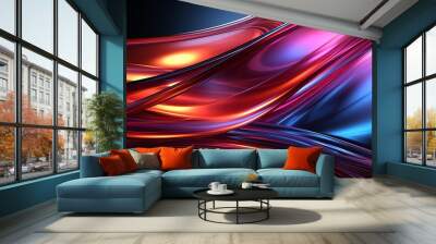 A futuristic abstract nature background featuring intertwining lines and geometric shapes in vibrant colors, creating a sense of motion and modern design. Wall mural