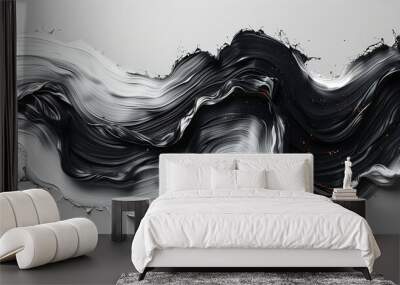 Bold strokes of calligraphy ink on parchment paper, capturing the essence of poetry and expression. Abstract Backgrounds Illustration, Minimalism, Wall mural