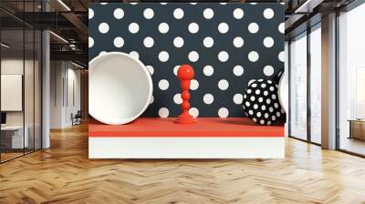 Cheerful polka dots in a variety of sizes and colors, perfect for creating a joyful and upbeat atmosphere. Illustration, Image, , Minimalism, Wall mural