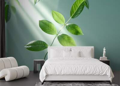 Green foliage texture with sunlight filtering through, great for fresh and vibrant eco-friendly designs. Illustrater Image, Shiny, bright, beautiful , Minimalism, Wall mural