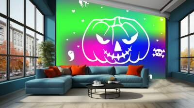 Halloween night party, Pumpkin flat colon,r desig Wall mural