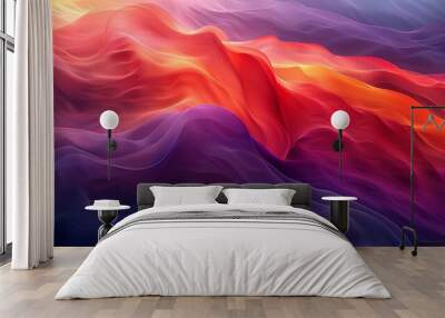 Intersecting waves of color, with each wave in a different gradient, creating a sense of motion and fluidity. Minimal and Simple, Wall mural