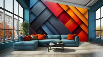 Sophisticated abstract background with bright vivid colors and a geometric pattern blending angular shapes with smooth polished gradients for a dynamic design. high resolution Illustration in the Wall mural