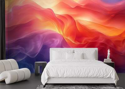 Translucent abstract artwork with resplendent, glowing colors and shimmering, iridescent textures for a captivating and vibrant visual experience. Watercolor style, high resolution Illustration, in Wall mural