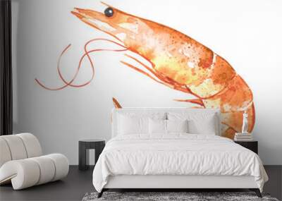 Watercolor mediterranean prawn Wall mural