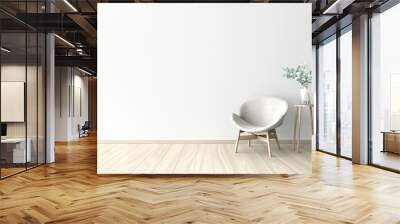 3d illustration of empty wall white interior Wall mural