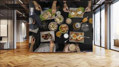 High angle shot of food on the table Wall mural