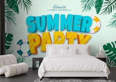 editable cartoon summer party text effect.typhography logo Wall mural