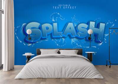 editable Modern editable splash text effect in blue. Suitable for tourism promotional banner, brochure template etc.typhography logo Wall mural