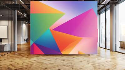 Abstract background of overlapping triangles in vibrant colors. Wall mural