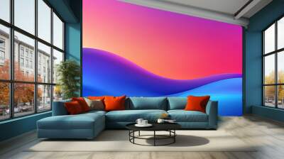 Abstract background with smooth flowing lines in vibrant purple, pink, and blue gradient colors. Wall mural