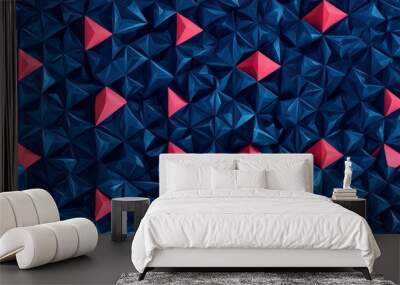 Abstract geometric background with blue and red triangles. Wall mural