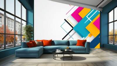 Abstract geometric design with vibrant colors and lines for modern visual appeal. Wall mural