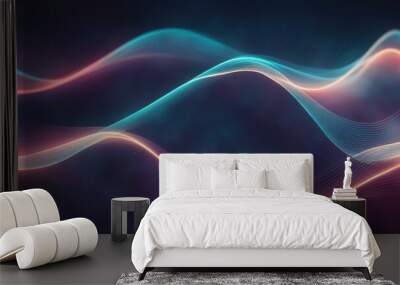 Abstract waves of light in vibrant colors, illustrating motion and energy. Wall mural