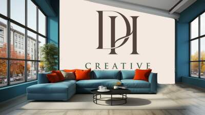 Luxury Initial DH  Monogram Text Letter Logo Design Wall mural