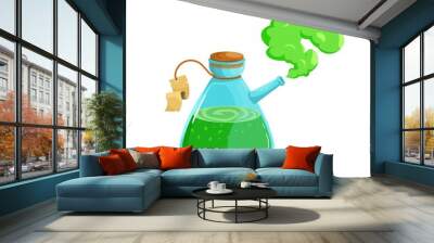 Magic flask glass potion bottle with elixir Vector Wall mural