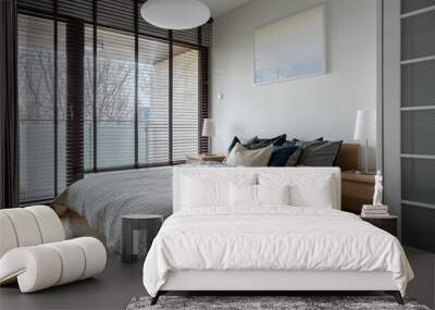 Bedroom with big windows Wall mural