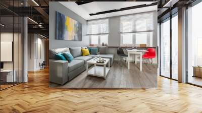 Modern studio apartment in gray Wall mural