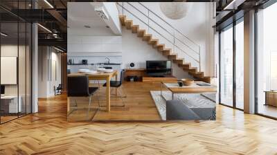 Two-floor apartment with wooden elements Wall mural