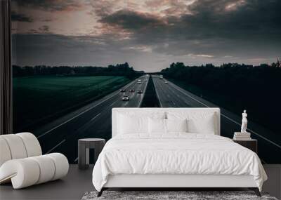 road in the sunset Wall mural