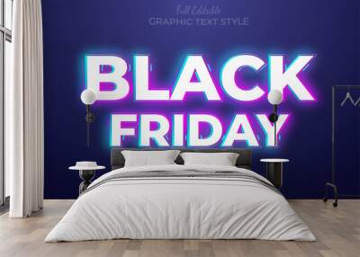 Black Friday Neon Editable Text Style Effect Premium Wall mural