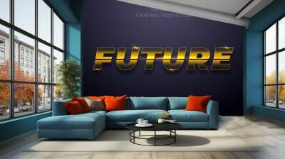 Future Glow Yellow Editable Text Effect Font Style Wall mural