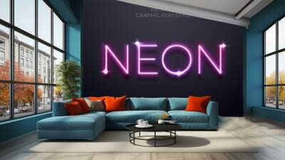 Neon Editable Text Style Effect Premium Wall mural