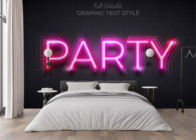 Neon Party Editable 3D Text Style Effect Premium Wall mural