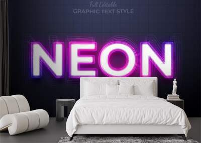 Neon Purple Editable Text Effect Font Style Wall mural