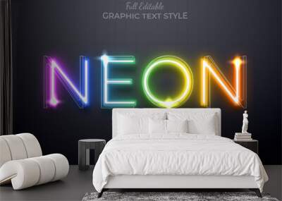 Neon Rainbow Editable Text Effect Font Style Wall mural