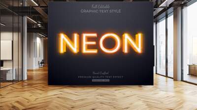 Orange Neon Editable Text Style Effect Premium Wall mural