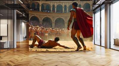 there are two men in roman gladius on the floor Wall mural