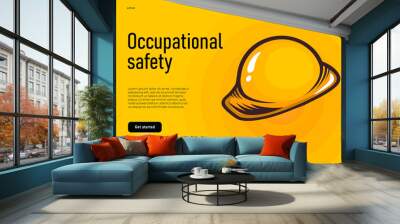 Safety equipment illustration concept. Occupational safety landing page template, worker banner which means the safety first, health and safety. Wall mural