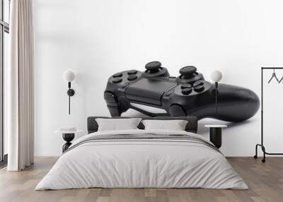 black video game controller isolated on white Wall mural