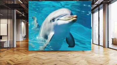 cute dolphin underwater. AI generative Wall mural