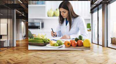 Female nutritionist at her workplace, AI Generated Wall mural