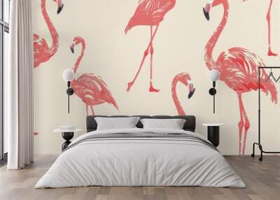 flamingo pattern. ai generated Wall mural