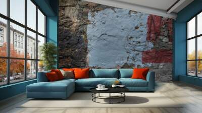 Ancient wall background with old painted concrete bricks Wall mural