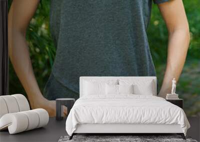 Blank grey t-shirt mockup ideal for fashion design templates Wall mural