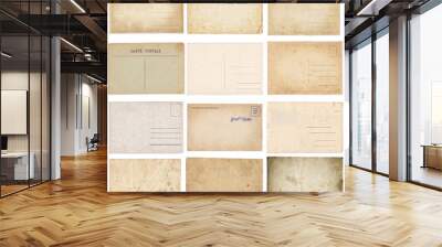 Set of various old vintage postcards isolated on white Wall mural