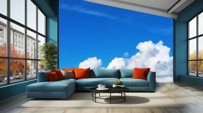 beautiful heap pure blue sky white cloud in the autumn and sunlight Wall mural