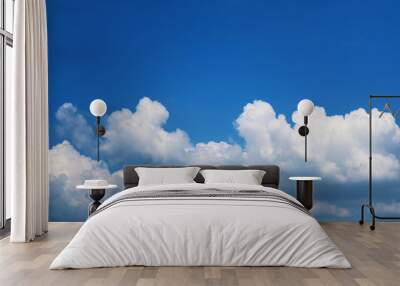 pure white heap cloud and sunlight shining and pass on blue sky Wall mural