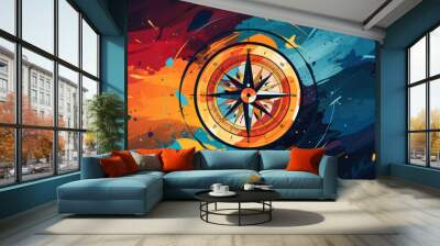 Abstract multicolor compass symbol. Artistic logo design template. Modern concept for travel, tourism, business, search. Wall mural